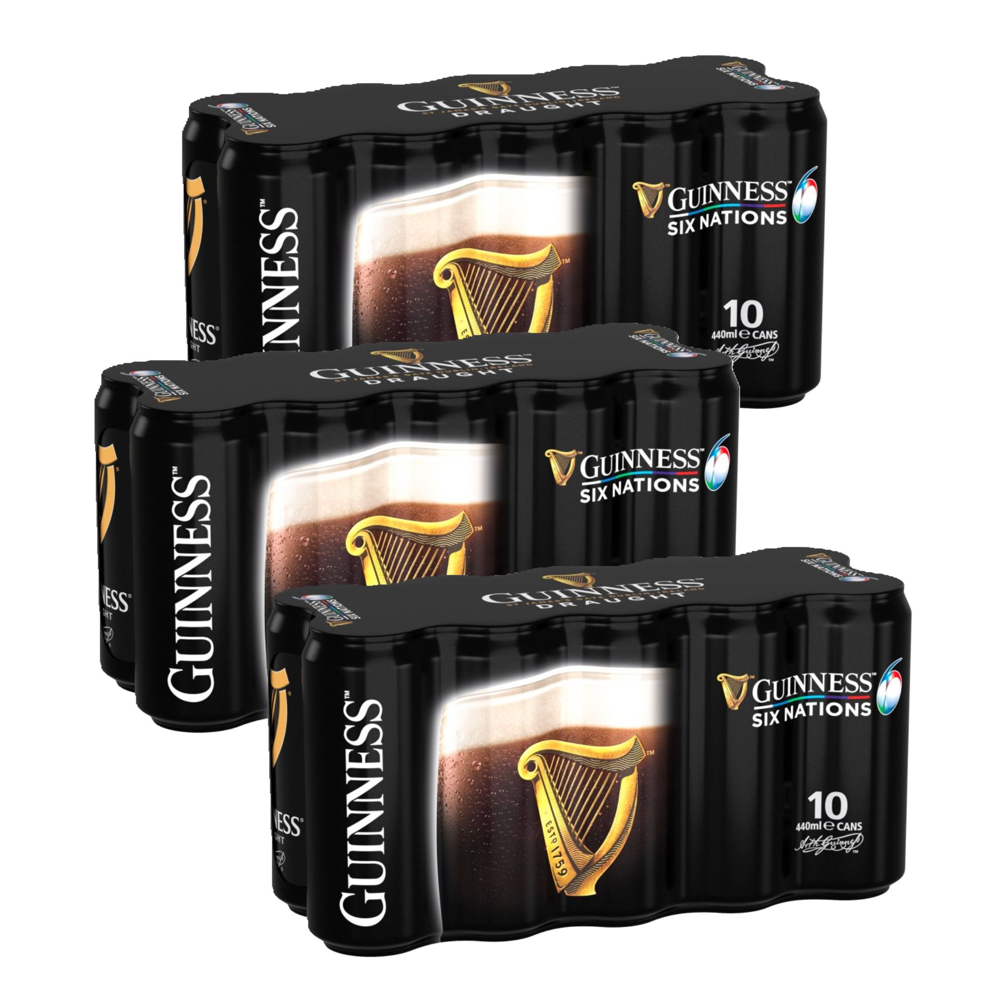 104902 Guinness Draught Stout Beer Can 10 x 440ml - Image 1