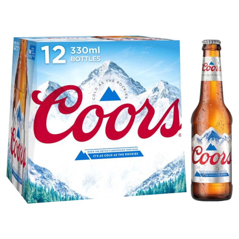 362532 Coors Lager Beer Bottle 330ml x 12 - Image 1