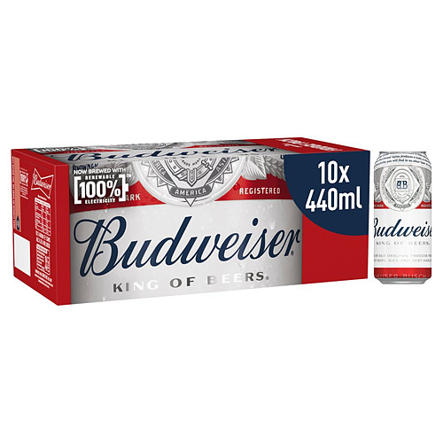 690163 Budweiser Limited Edition Beer 440ml x 10 - Image 1