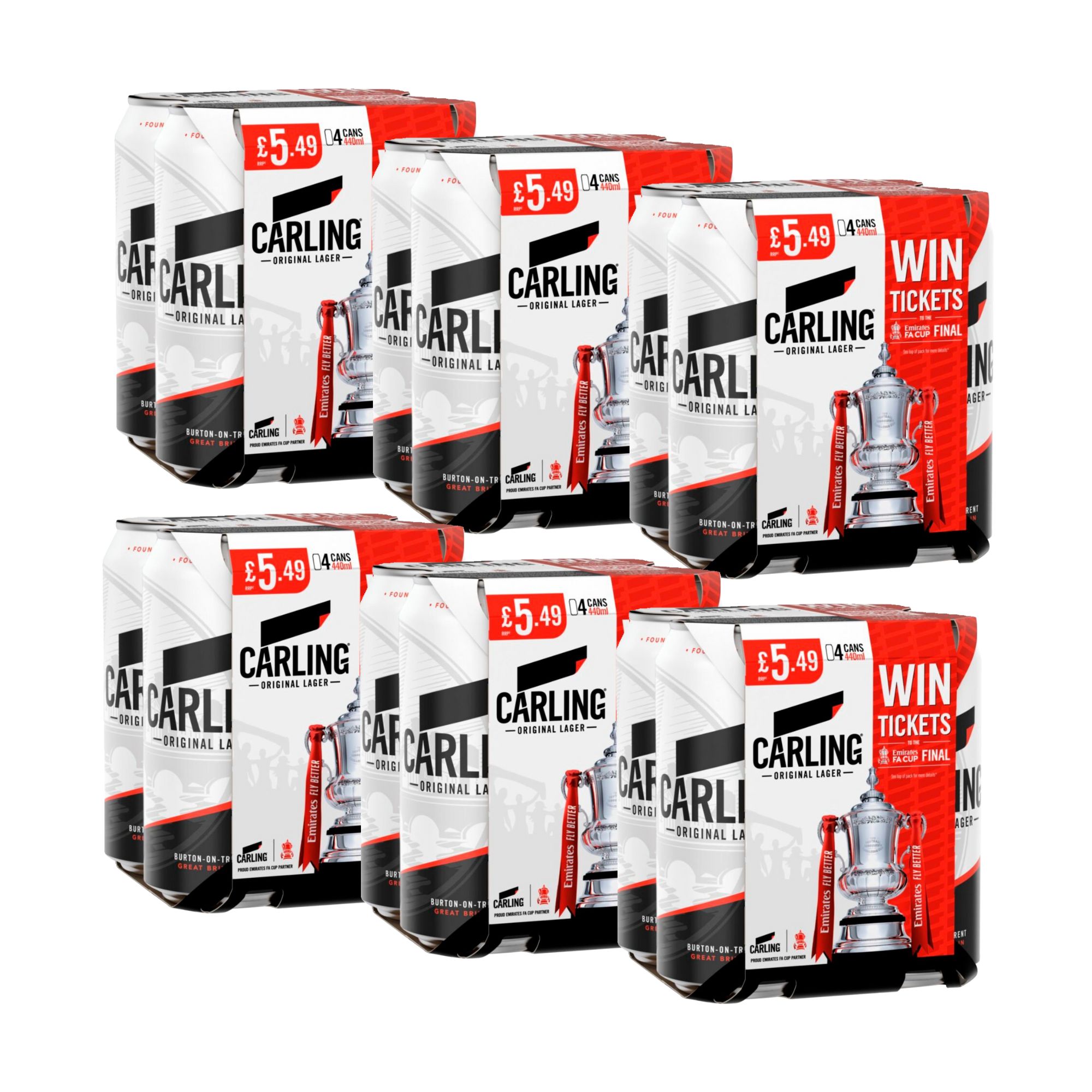 816101 (1) Carling Original Lager Cans 6 x 330ml x 4 - Image 1