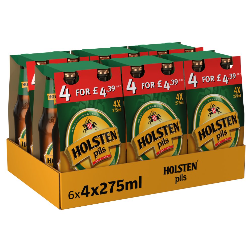 818101 Holsten Pils Lager Beer Bottle PMP £4.39 6 x 275ml x 4 - Image 1