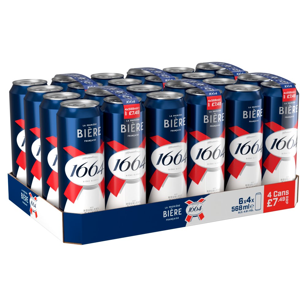 820703 Kronenbourg 1664 Biere Beer Lager Pint Cans 4 x 568ml - Image 1