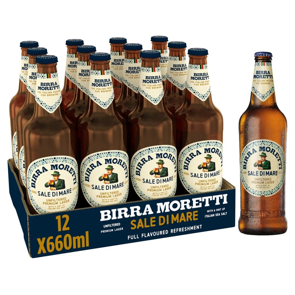 821557 Birra Moretti Sale Di Mare Unfiltered Lager Beer Bottle 12 x 660ml - Image 1