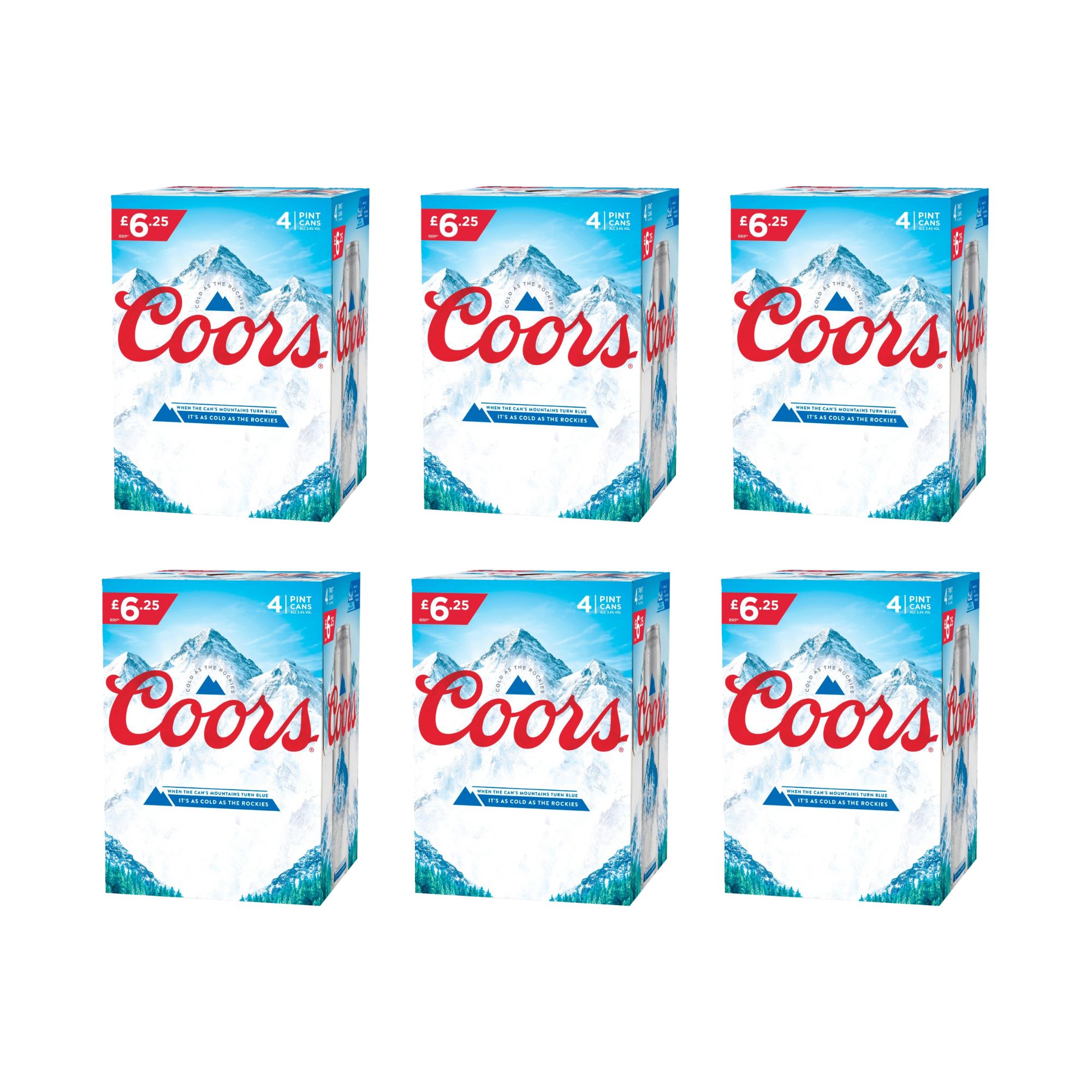 827133 Coors Lager Beer Pint Can 568ml x 4 - Image 1