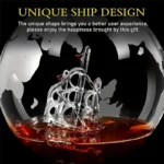 Vintage European High Borosilicate Glass Wine Decanter Set with Wooden Stand - Image 2